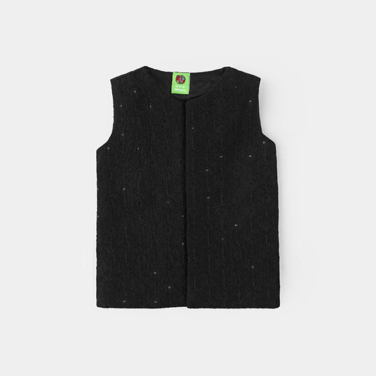 Infant Boys Poly Viscos Waist Coat (Black Charm)-BLACK