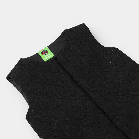 Infant Boys Poly Viscos Waist Coat (Black Charm)-BLACK