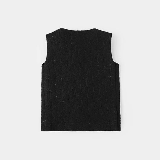 Infant Boys Poly Viscos Waist Coat (Black Charm)-BLACK