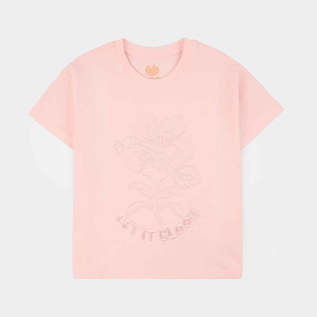 Girls Jersey/Terry T-Shirt (Let It Bloom) - Pink