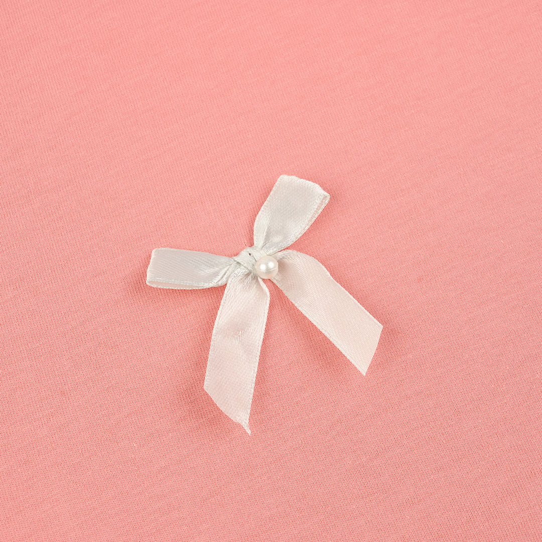 Girls Jersey/Terry T-Shirt (Bow) - Peach
