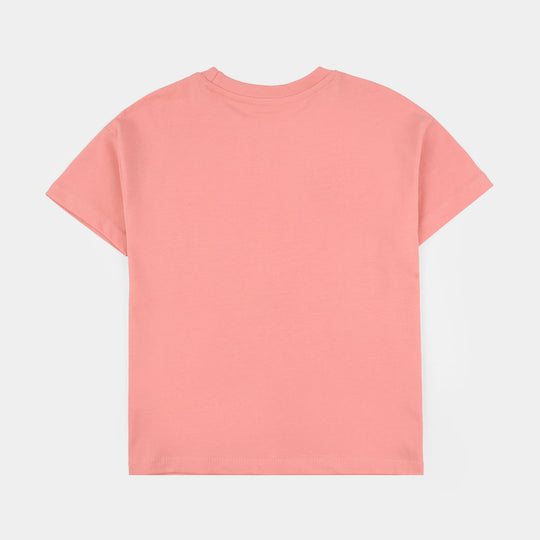 Girls Jersey/Terry T-Shirt (Bow) - Peach