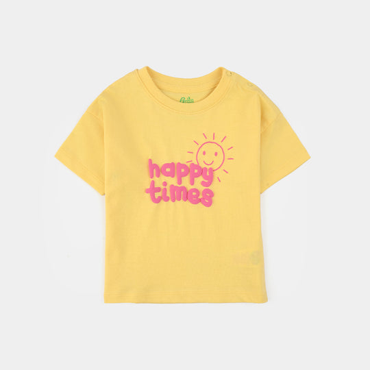 Infant Girls Jersey/Terry T-Shirt (Happy Time) - Yellow