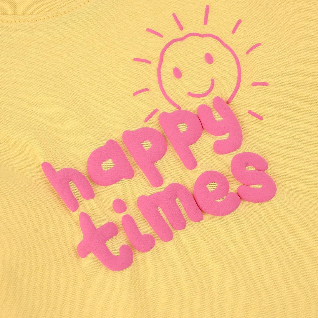 Infant Girls Jersey/Terry T-Shirt (Happy Time) - Yellow