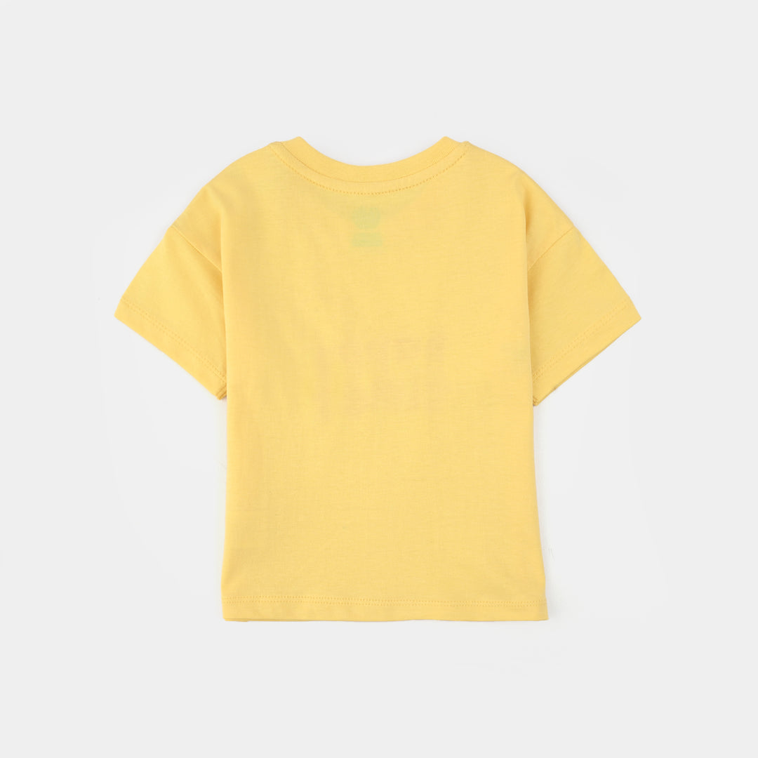 Infant Girls Jersey/Terry T-Shirt (Happy Time) - Yellow
