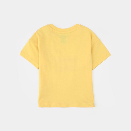 Infant Girls Jersey/Terry T-Shirt (Happy Time) - Yellow