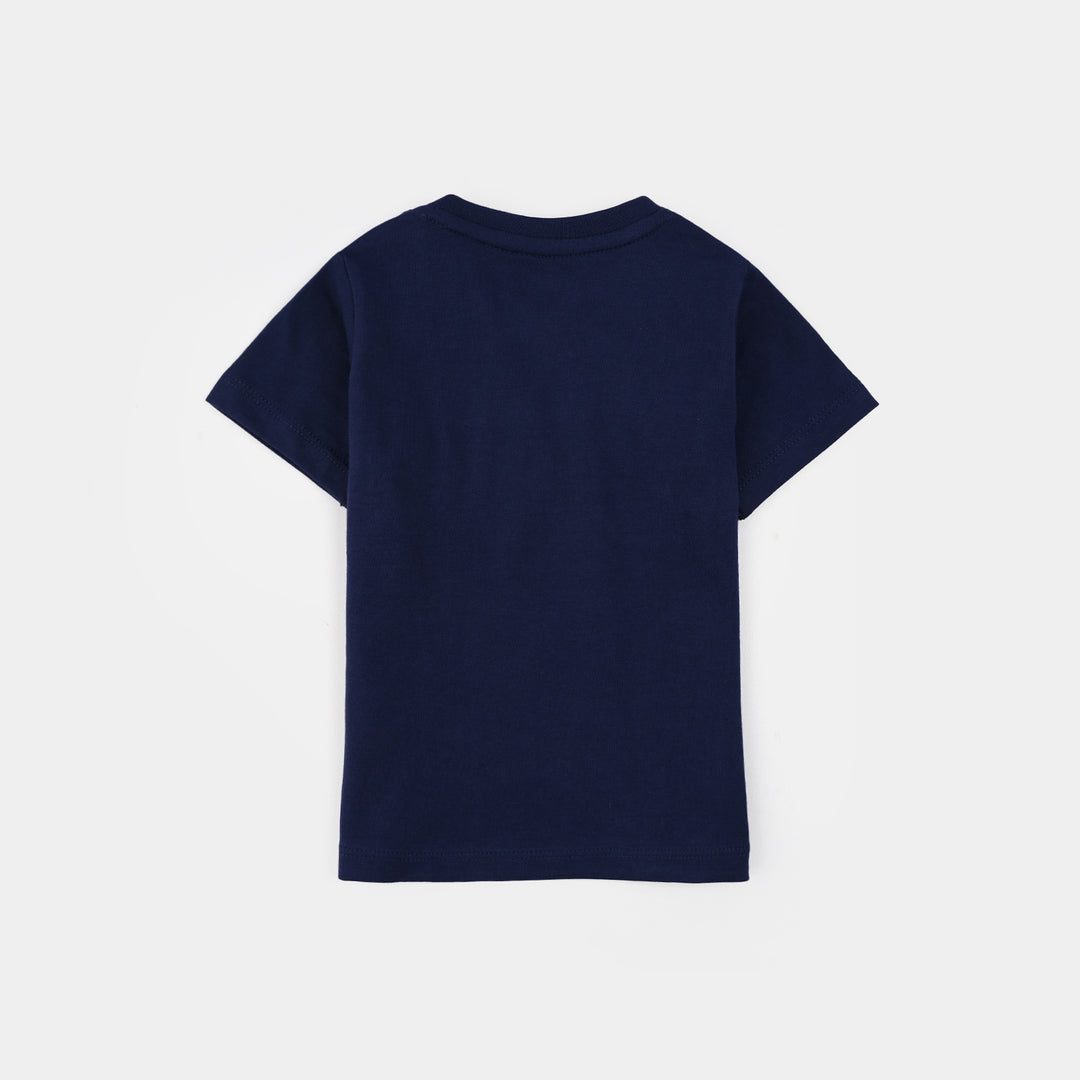 Infant Girls Jersey/Terry T-Shirt (I Love Dad) - Navy Blue