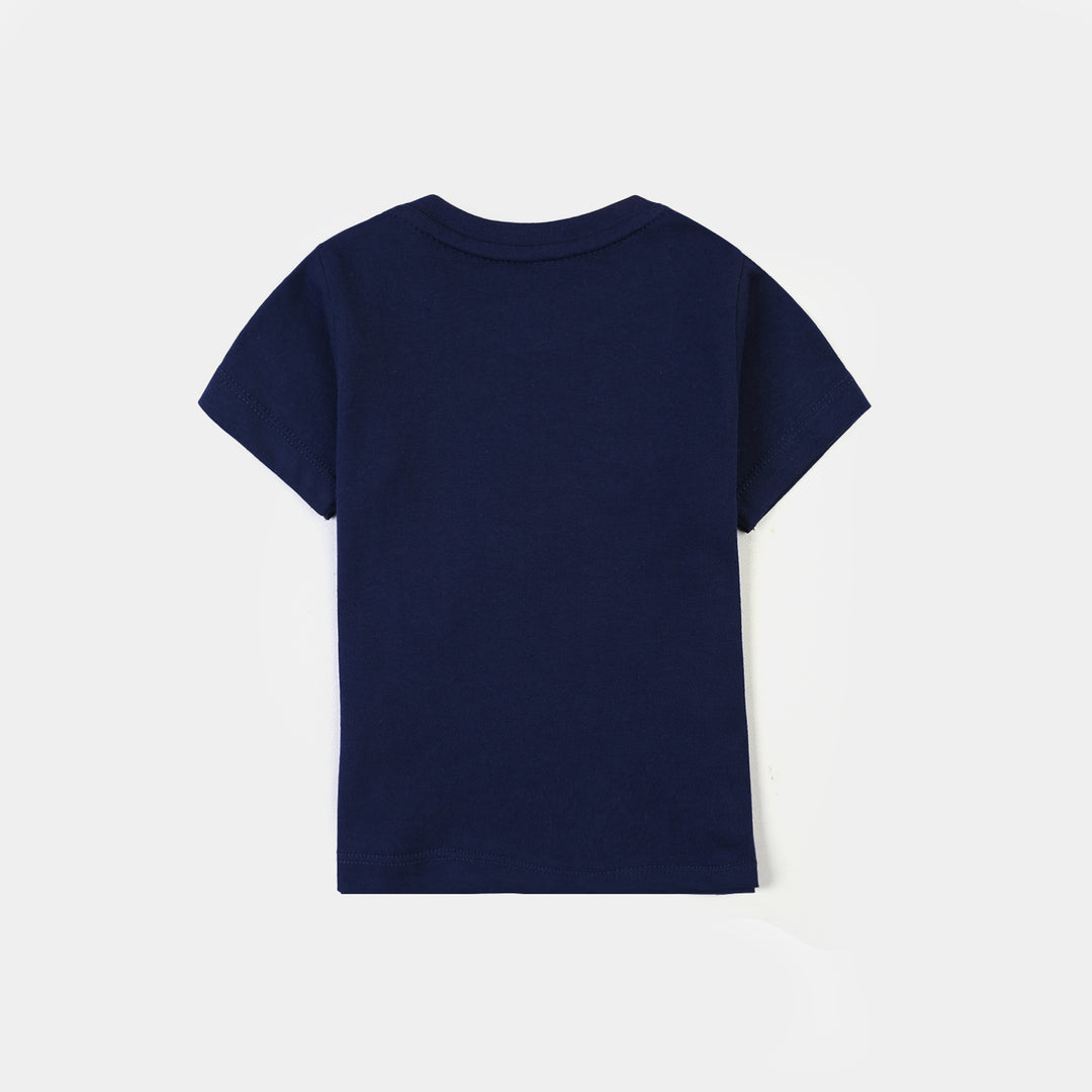 Infant Girls Jersey/Terry T-Shirt More Love-Navy Blue