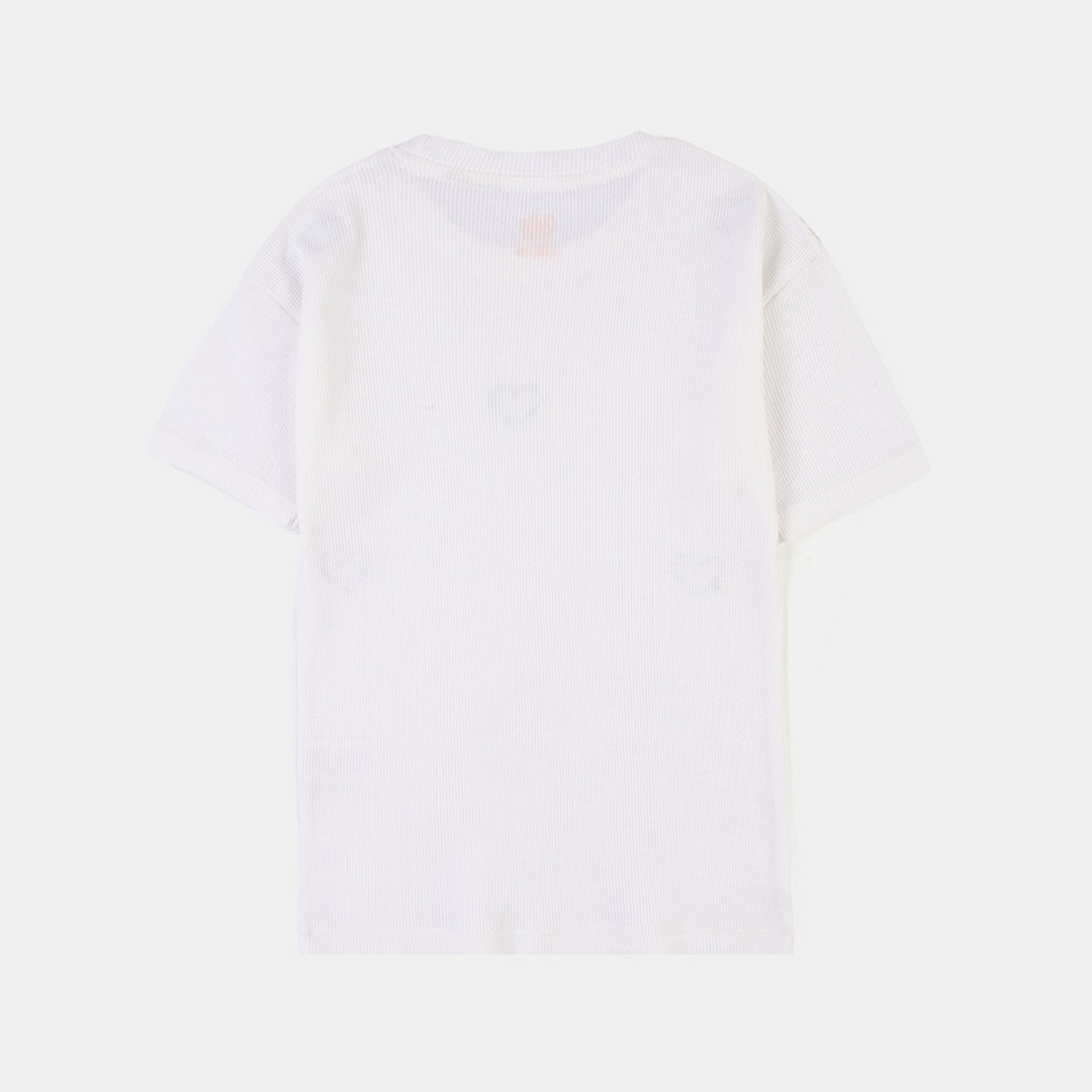 Girls 2x1 Rib T-Shirt H/S All Hearts-Off.White