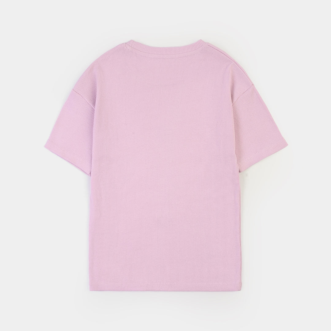 Girls 2x1 Rib T-Shirt H/S All Hearts Lilac-Orchid