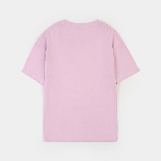 Girls 2x1 Rib T-Shirt H/S All Hearts Lilac-Orchid