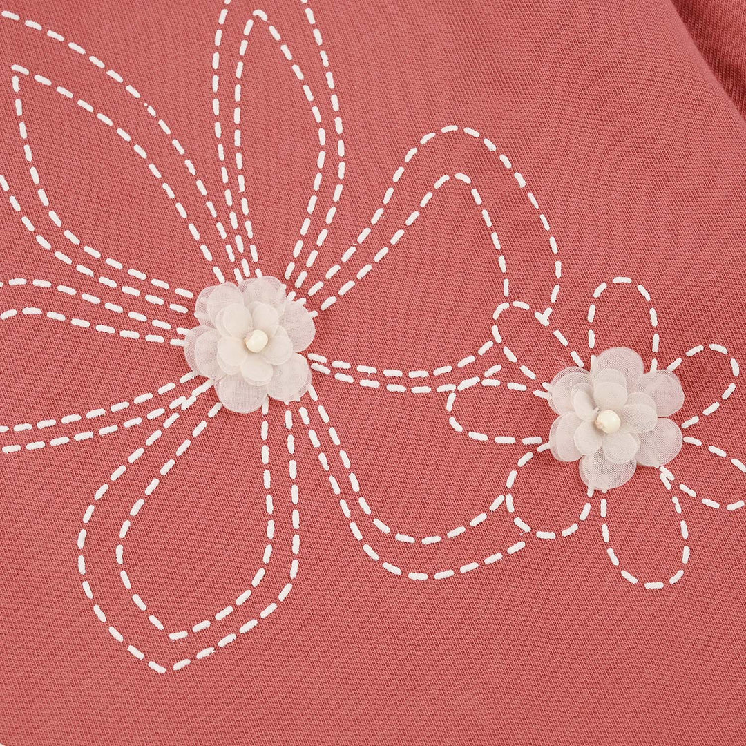 Girls Jersey/Terry T-Shirts Flowers - Pink