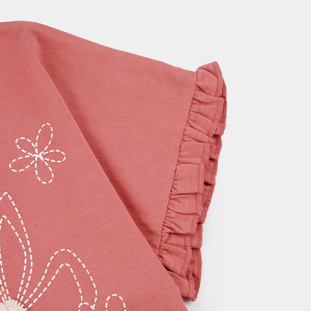 Girls Jersey/Terry T-Shirts Flowers - Pink
