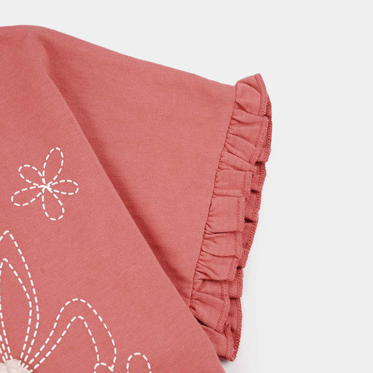 Girls Jersey/Terry T-Shirts Flowers - Pink