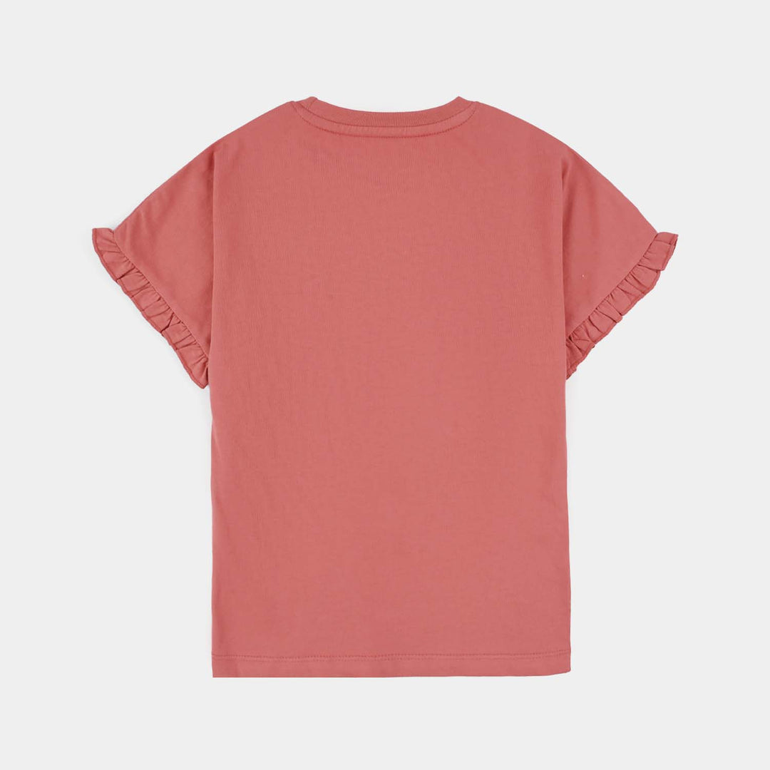Girls Jersey/Terry T-Shirts Flowers - Pink