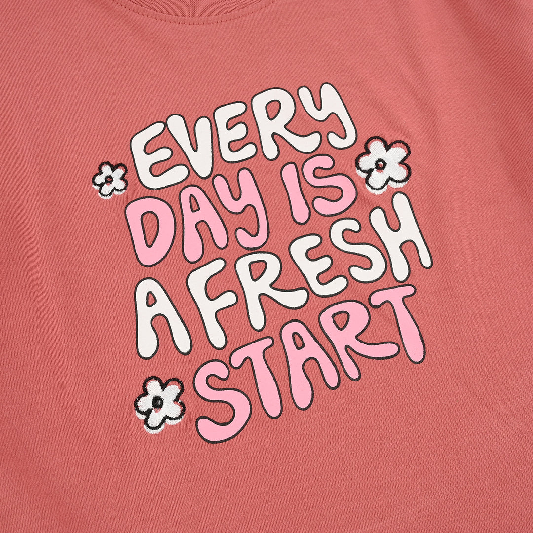 Girls Jersey/Terry T-Shirt (Fresh Start) - Faded Rose