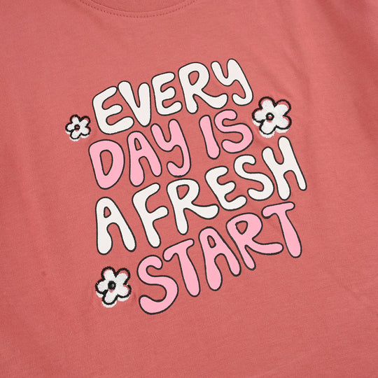 Girls Jersey/Terry T-Shirt (Fresh Start) - Faded Rose
