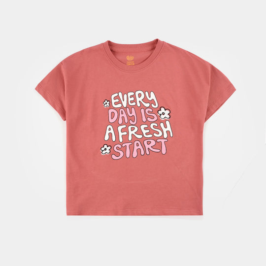 Girls Jersey/Terry T-Shirt (Fresh Start) - Faded Rose
