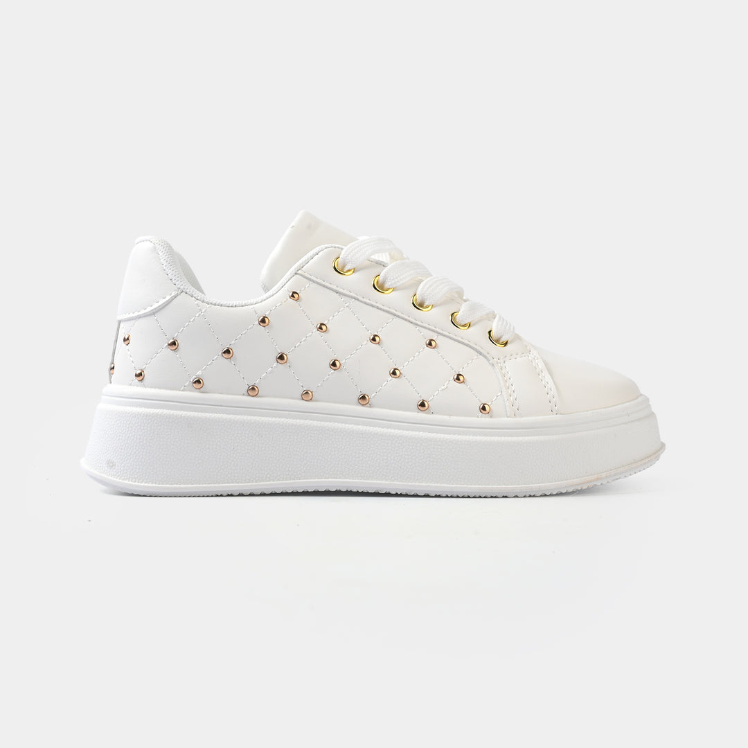 Girls Sneaker 417-12-Wht.Gold