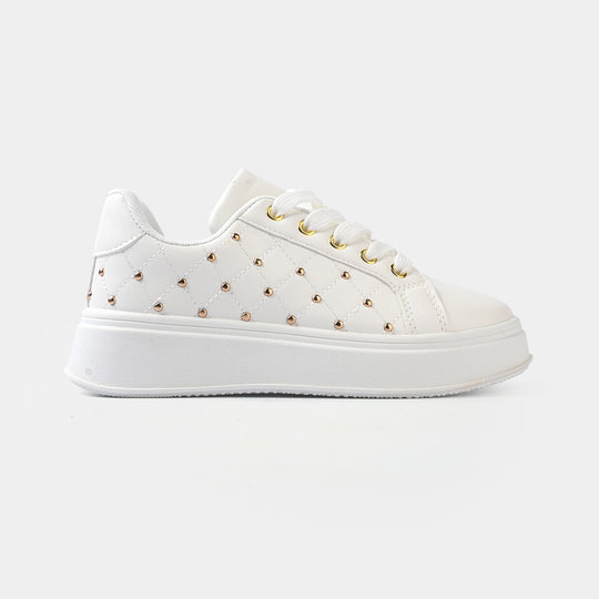 Girls Sneaker 417-12-Wht.Gold