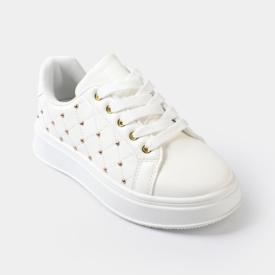 Girls Sneaker 417-12-Wht.Gold