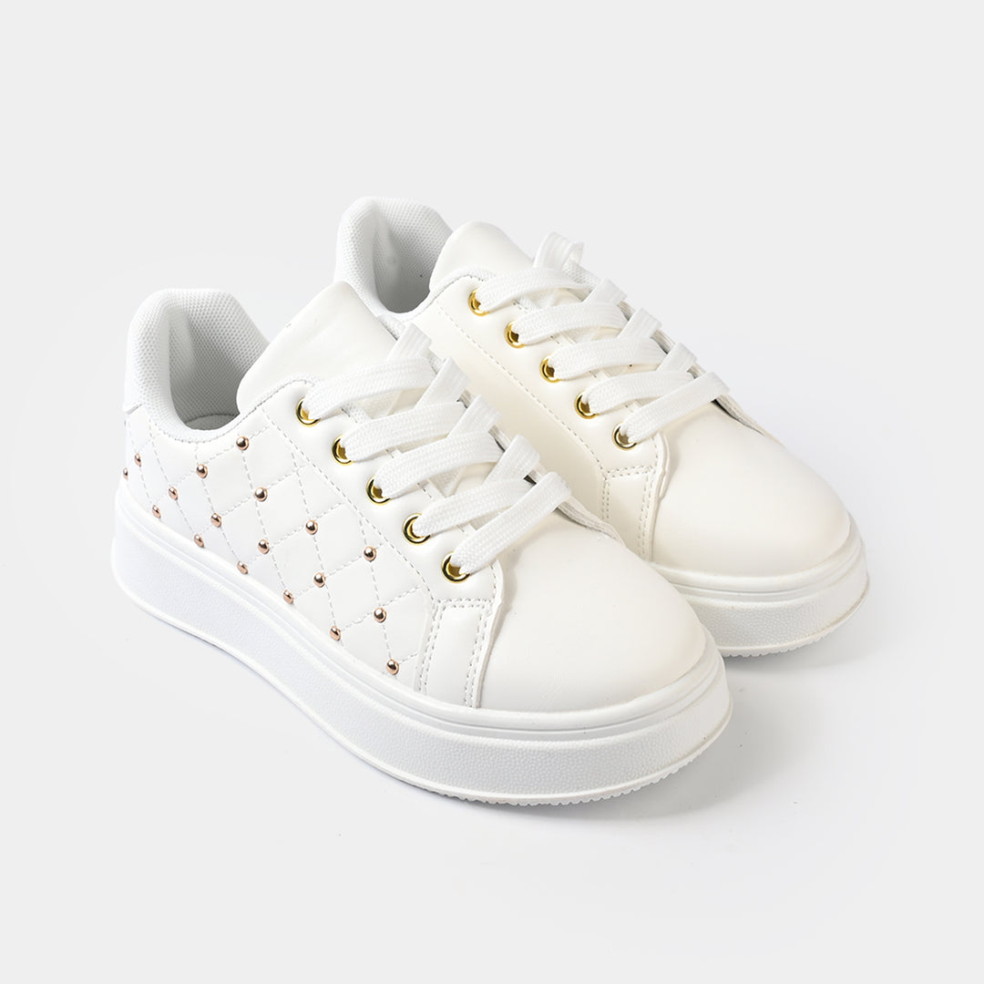 Girls Sneaker 417-12-Wht.Gold