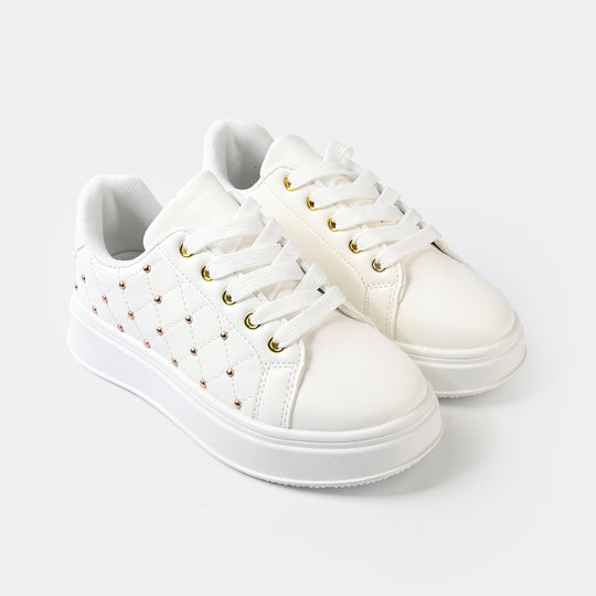 Girls Sneaker 417-12-Wht.Gold