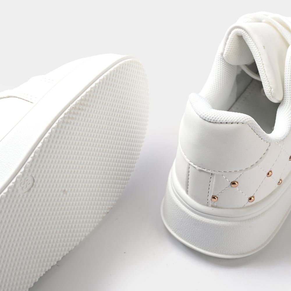 Girls Sneaker 417-12-Wht.Gold