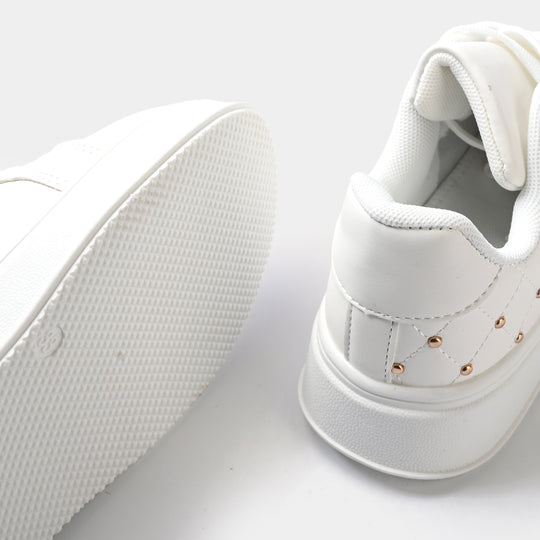 Girls Sneaker 417-12-Wht.Gold