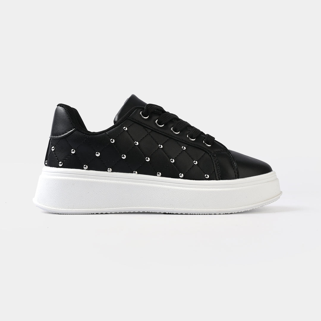 Girls Sneaker 417-12-Black.Silver