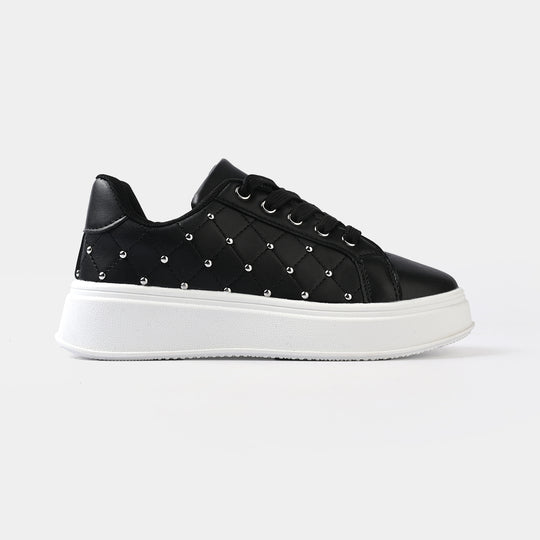 Girls Sneaker 417-12-Black.Silver