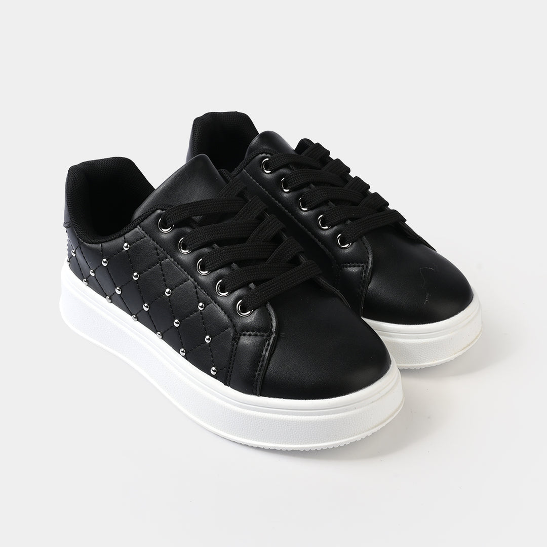 Girls Sneaker 417-12-Black.Silver
