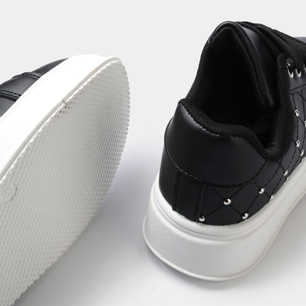 Girls Sneaker 417-12-Black.Silver