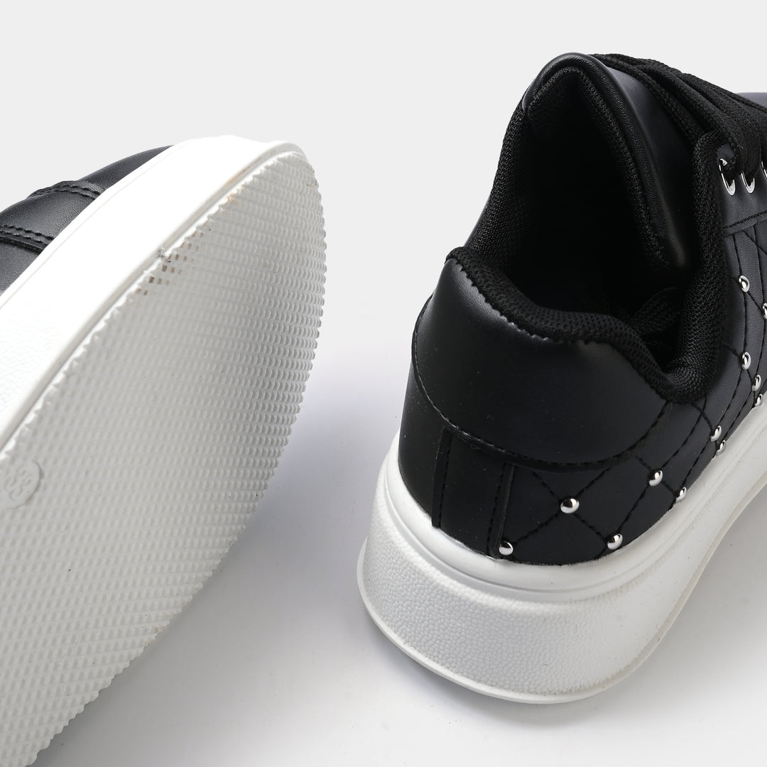 Girls Sneaker 417-12-Black.Silver
