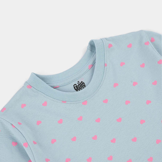 Girls Jersey/Terry Knitted Frock (Hearts) - Grey