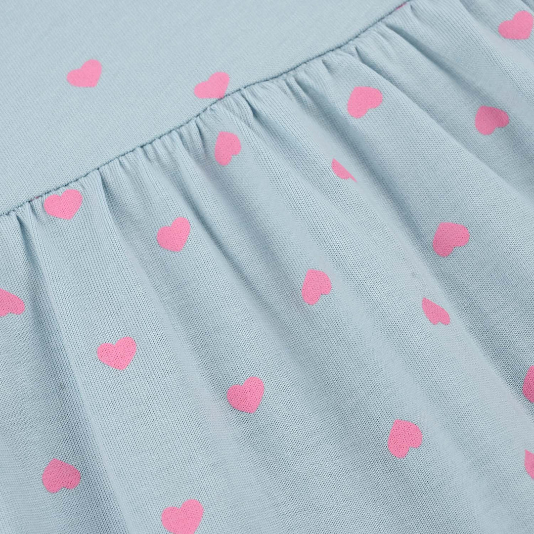 Girls Jersey/Terry Knitted Frock (Hearts) - Grey