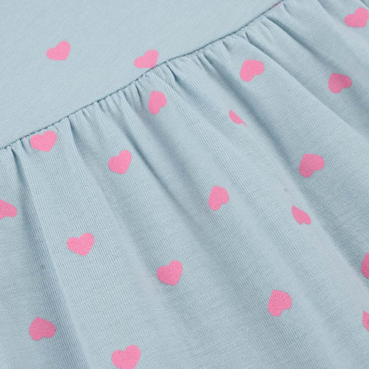 Girls Jersey/Terry Knitted Frock (Hearts) - Grey