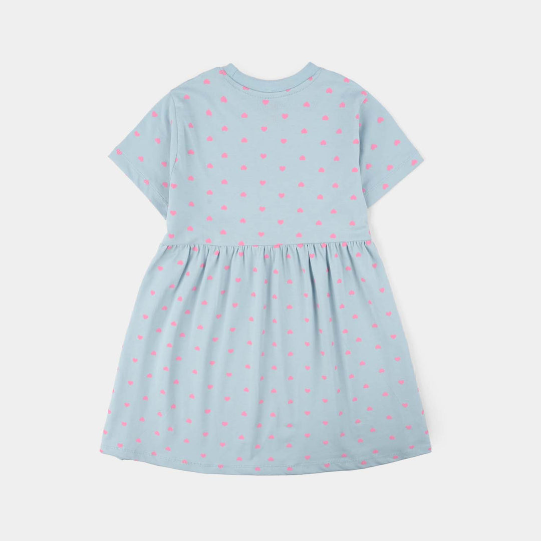 Girls Jersey/Terry Knitted Frock (Hearts) - Grey