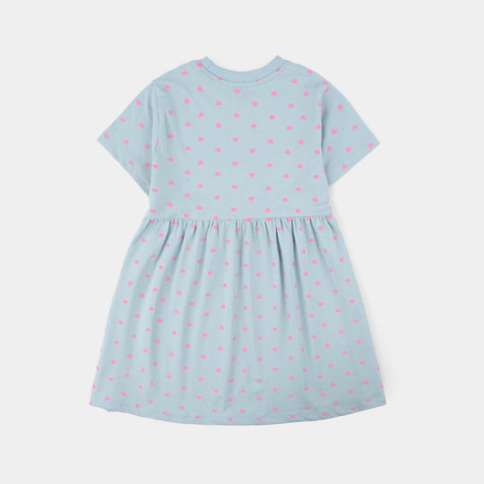 Girls Jersey/Terry Knitted Frock (Hearts) - Grey