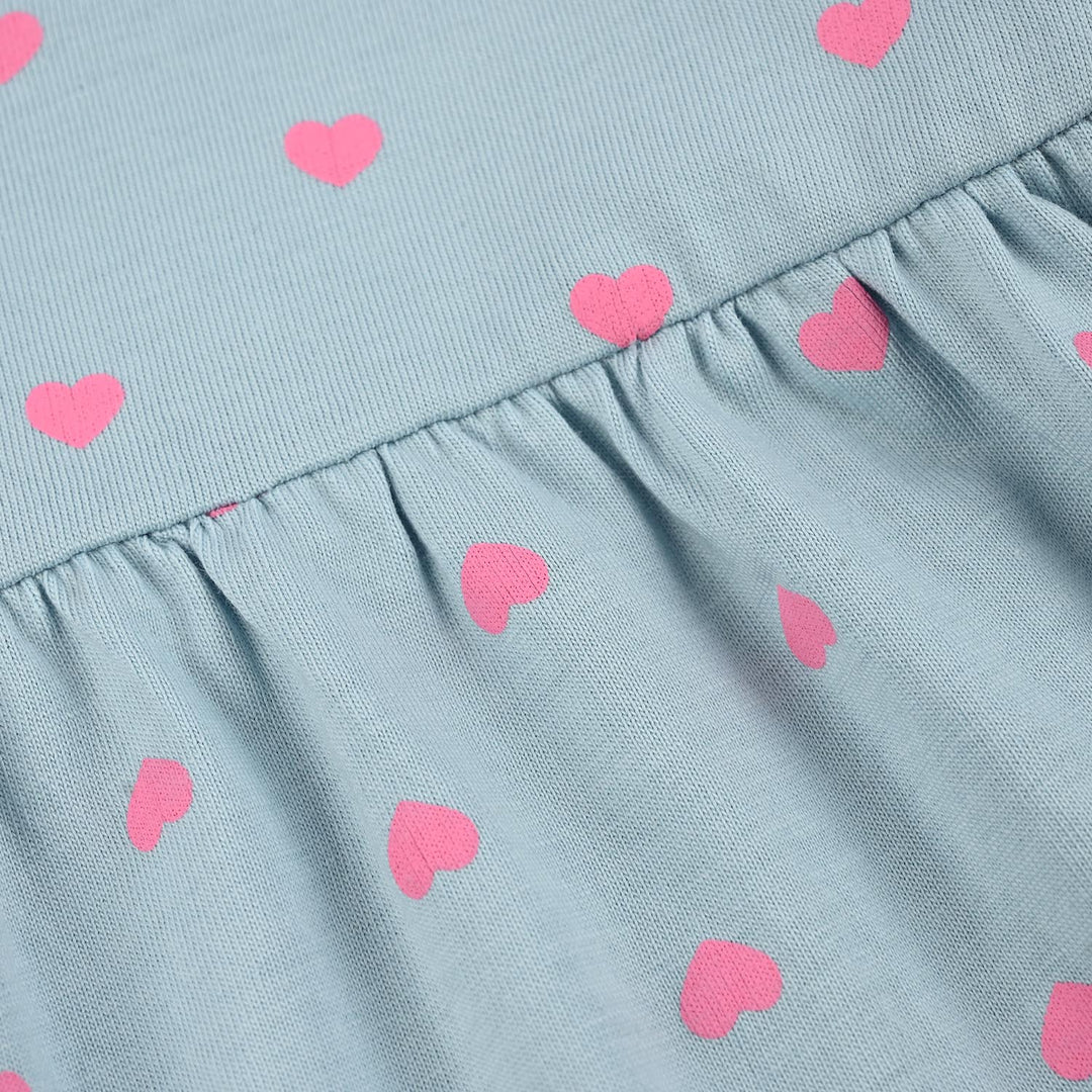 Infant Girls Jersey/Terry Knitted Frock (Hearts) - Grey