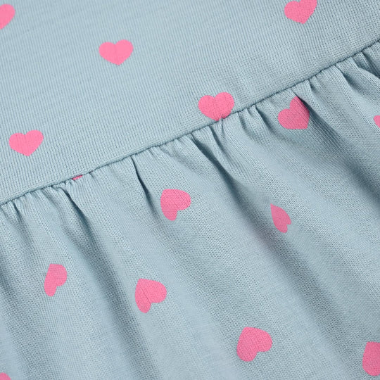 Infant Girls Jersey/Terry Knitted Frock (Hearts) - Grey