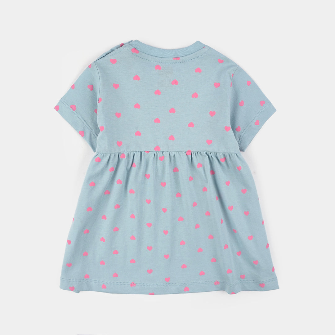 Infant Girls Jersey/Terry Knitted Frock (Hearts) - Grey