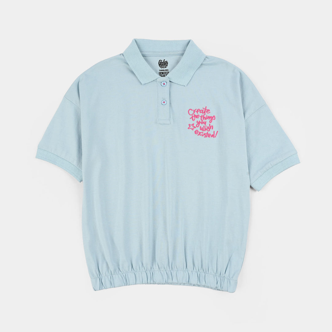 Girls Jersey/Terry T-Shirt (Create The Things) - Blue
