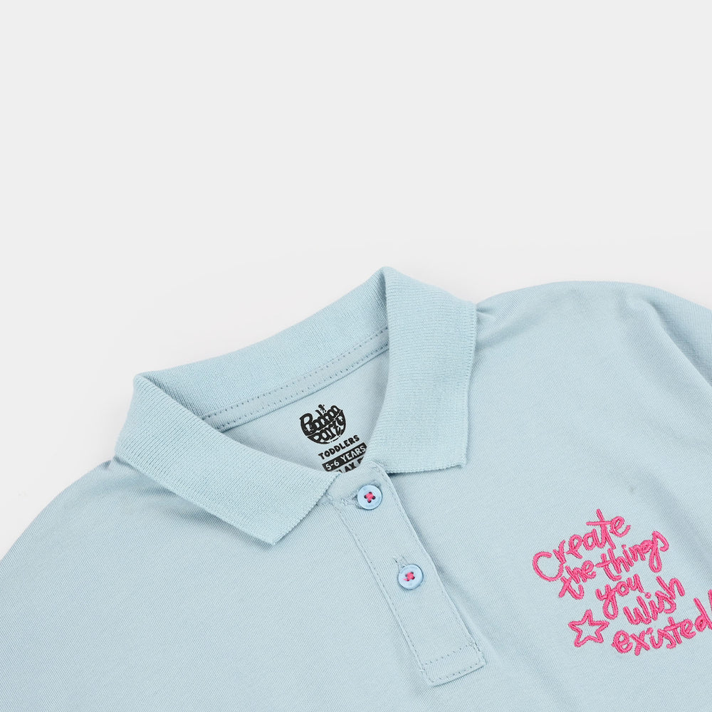 Girls Jersey/Terry T-Shirt (Create The Things) - Blue