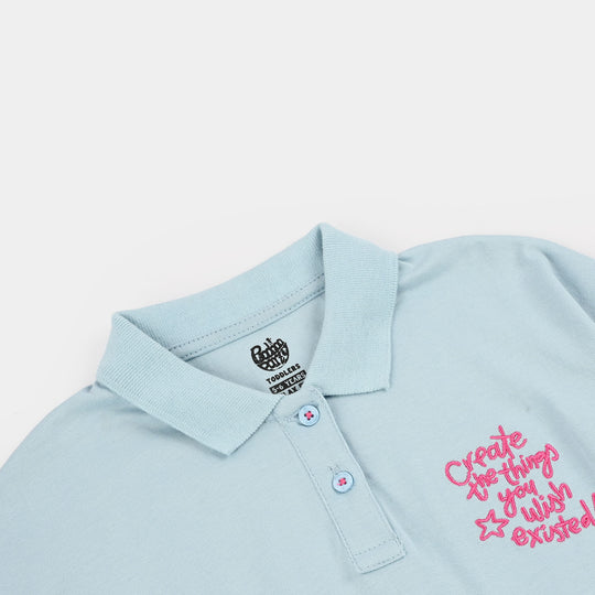 Girls Jersey/Terry T-Shirt (Create The Things) - Blue