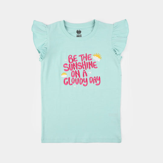 Girls Jersey/Terry T-Shirt (Be The Sunshine) - Blue