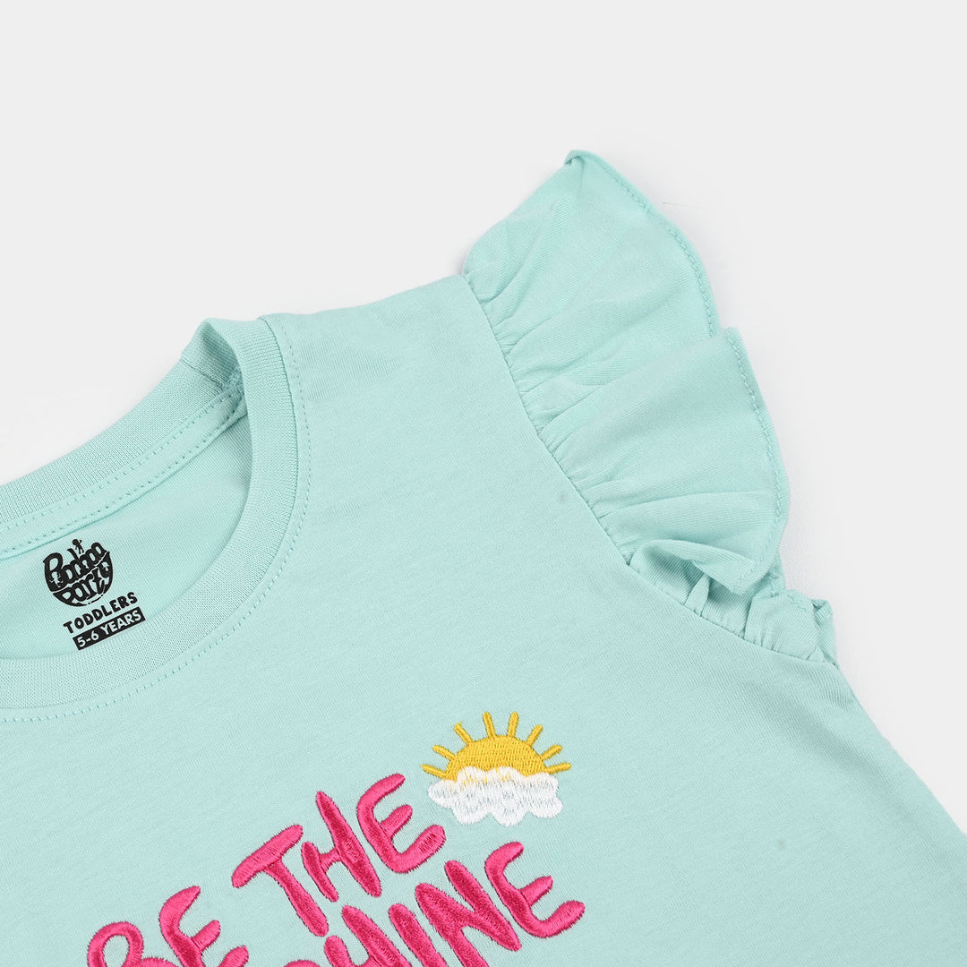Girls Jersey/Terry T-Shirt (Be The Sunshine) - Blue