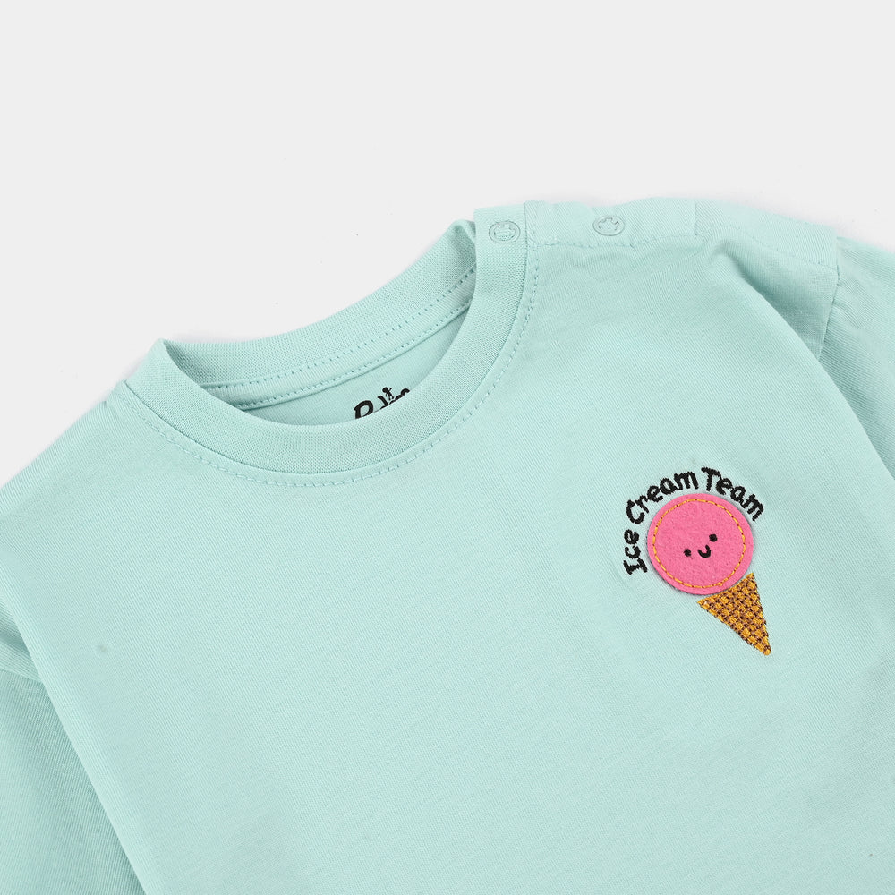 Infant Girls Jersey/Terry T-Shirt (Ice Cream) - Green