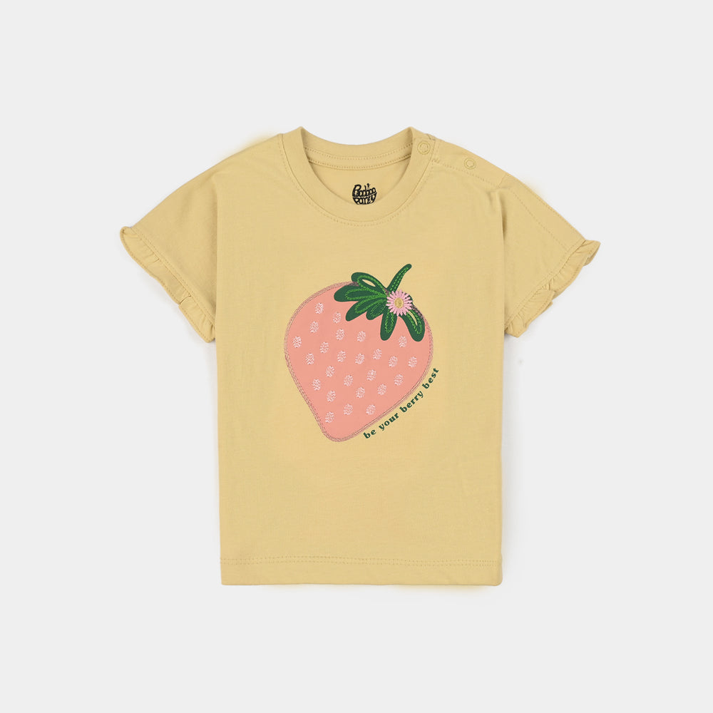 Infant Girls Jersey/Terry T-Shirt (Strawberry) - Yellow