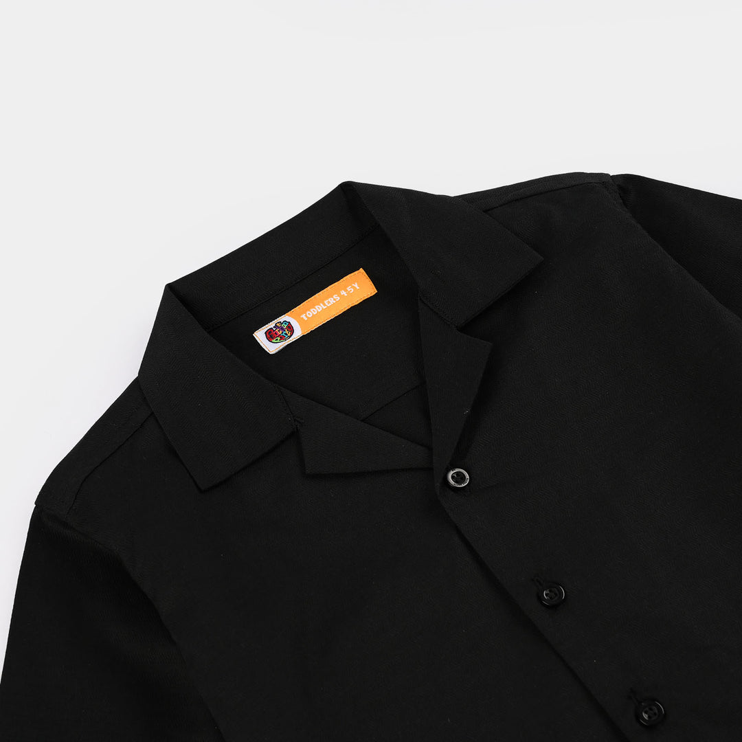 Boys Yarn Dyed Woven Suit - Black